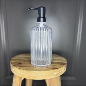 Hearth & Hand Magnolia Fluted Acrylic Shower Soap Dispenser Clear Black Pump